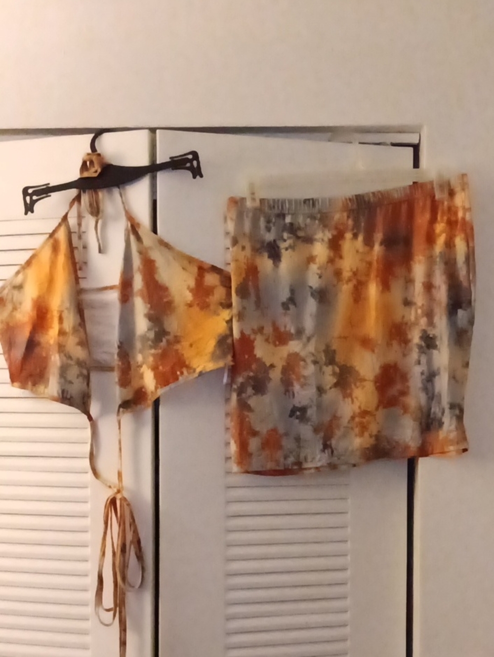 Tie-Dye Mini Skirt in Rust & Mustard
